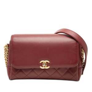 Chanel Coco Mark Matelassé Crossbody Chain Shoulder Bag, Wine Red/Bordeaux, L...